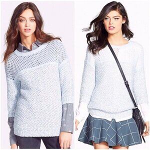 NEW Hinge Nordstrom Sweater, XS, Icy Blue, Open Weave, Soft, Orig. $88